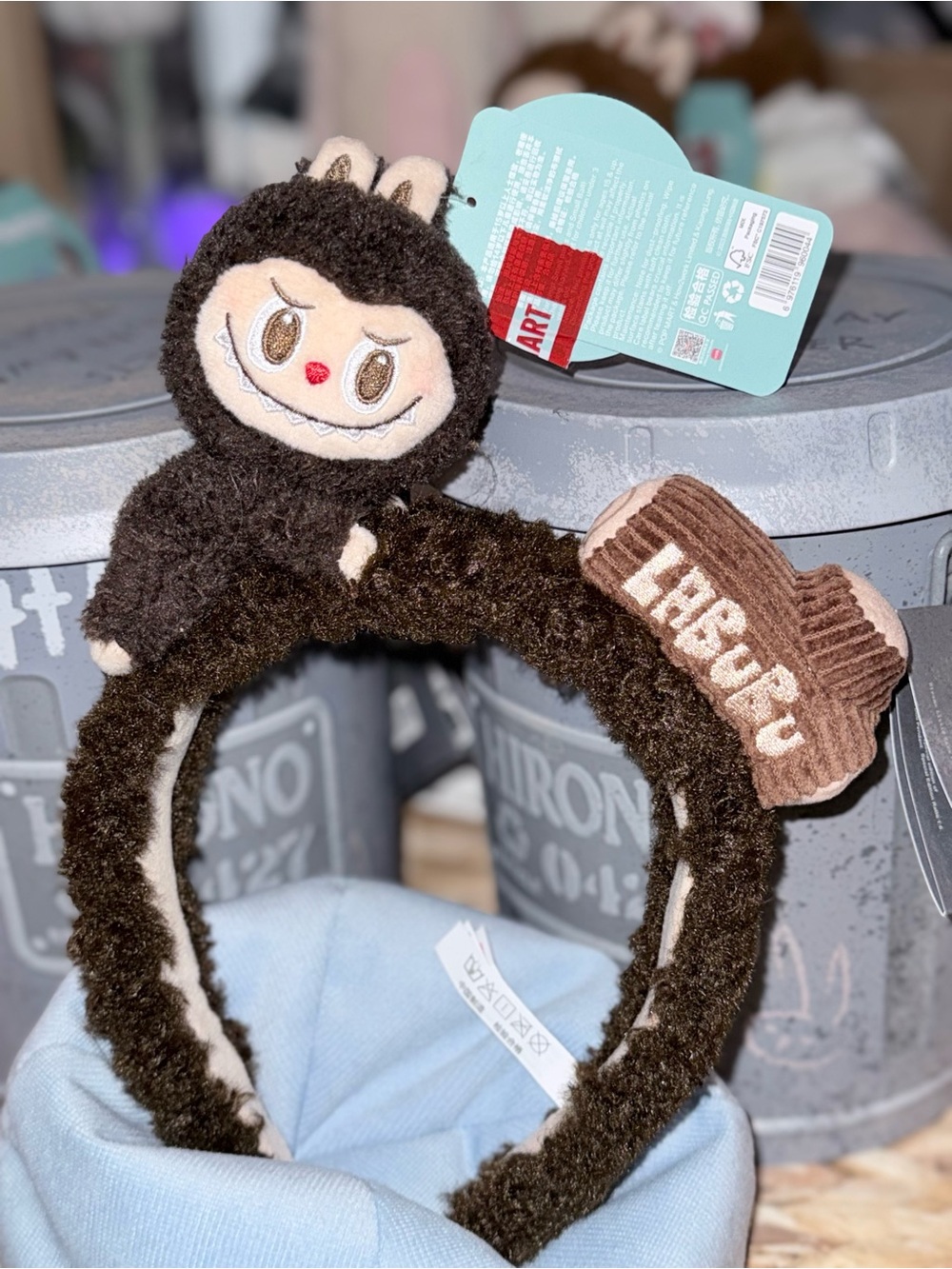 POP MART Labubu Lying Baby Series Hair Band Headband – Brown | Authentic | New